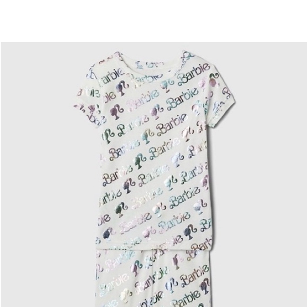 Gap Kids Barbie White Iridescent Logo Pajama Set
